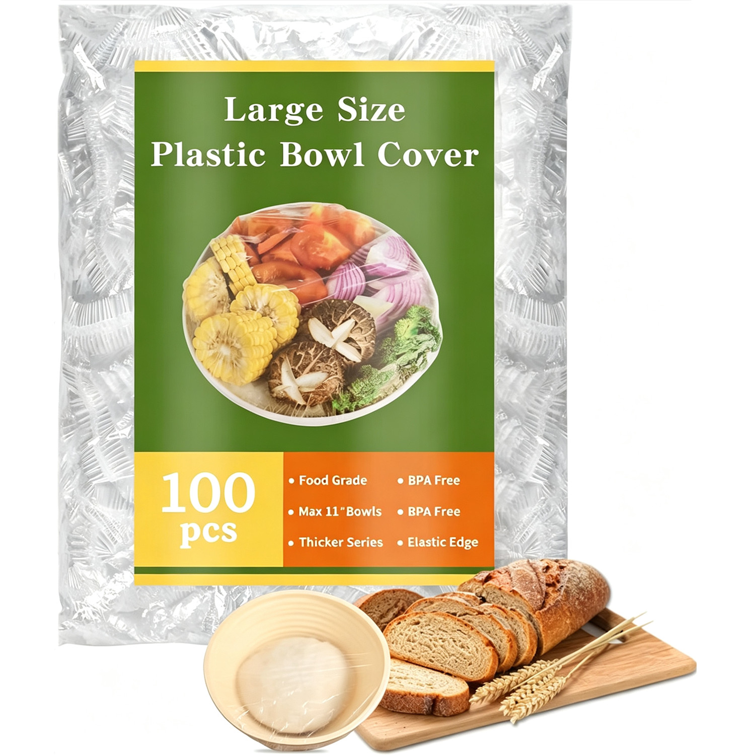 Meal Prep Wraps - 100 Bungkus Plastik Elastis Besar yang